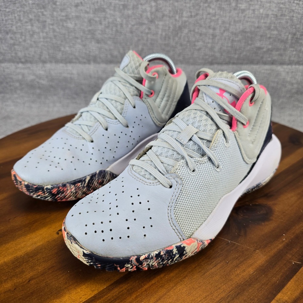 Under‎ Armour Kids Basketball Shoes Gray Pink Youth Size 5.5Y Sneakers - Picture 13 of 14